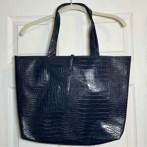 Saks Fifth Avenue PVC Tote Bag Navy Blue